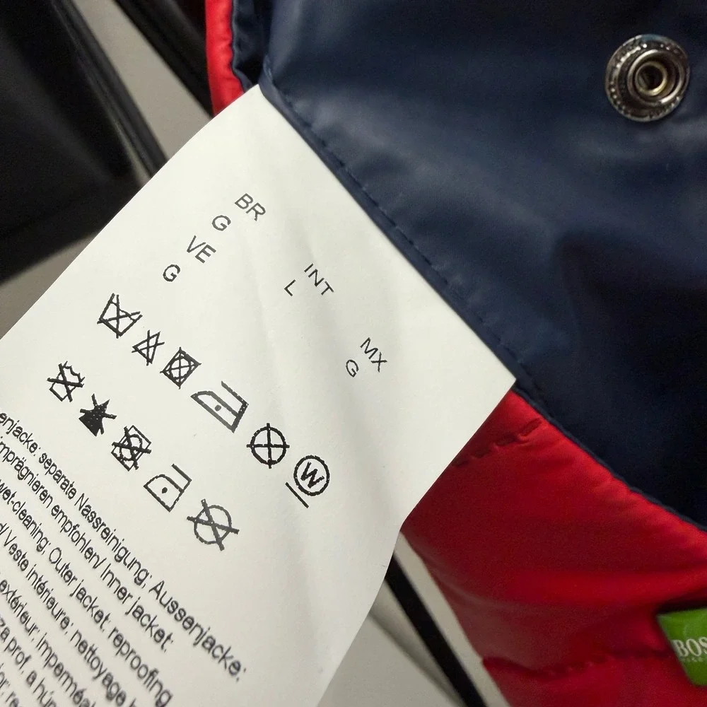 Hugo Boss Jacket Mens Large Navy Blue 3-in-1 Hooded Coat with Red Puffer Vest